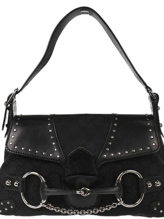 Gucci Handbags - Gucci Black Horsebit GG Handbag